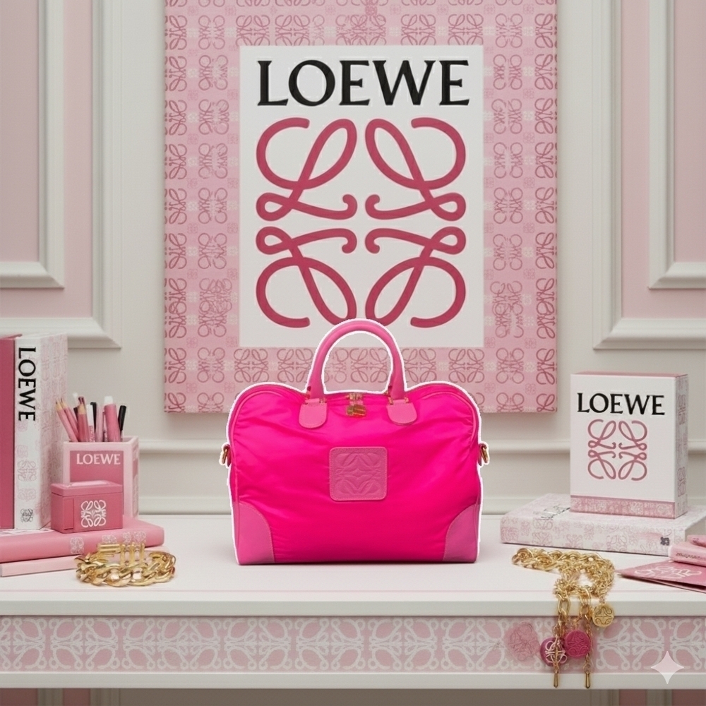 Loewe Hot Pink Nylon Boston Anagram Duffle Bag 32